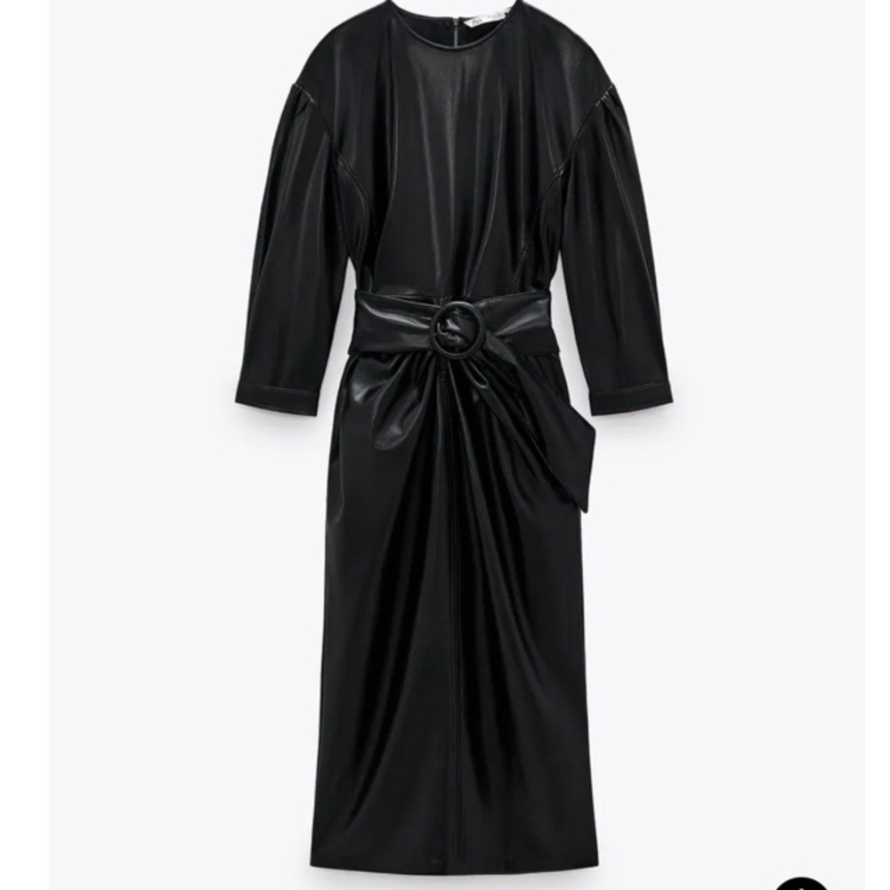ZARA Faux Leather Draped Dress - Picture 1 of 4